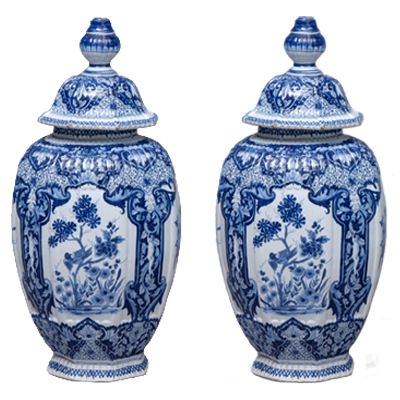 Pair of  Dutch Delft Vases