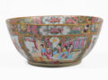 19th Century Chinese Export Rose Medallion Punch Bowl