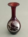 Ruby Red Glass Vase with Bird, Circa 1880