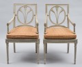 Pair French Grey Painted Armchairs