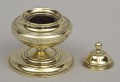 English Antique Round Brass Inkwell, Circa 1860
