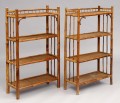 Pair of English Antique Bamboo Open Bookcases