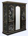 Victorian Black Lacquered Wardrobe Panels Attributed to Jennens & Bettridge