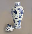 Chinese Export Blue and White Vase and Lid