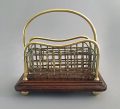 English Brass and Mahogany Letter Rack