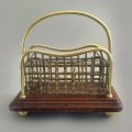 English Brass and Mahogany Letter Rack