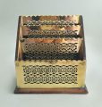 English Mahogany and Pierced Brass Postcard or Letter Rack