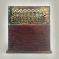 English Mahogany and Pierced Brass Postcard or Letter Rack