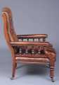 English Antique Victorian Mahogany and Leather Library Armchair, Circa 1860