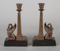 Antique Pair of English Egyptian Revival Candlesticks