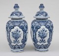 Pair of Dutch Delft Knobbed Vases, Circa 1850