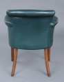 English Antique Art Deco Mahogany & Leather Desk Chair, Circa 1920