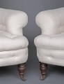 Pair English Antique Victorian Buttoned Club Chairs