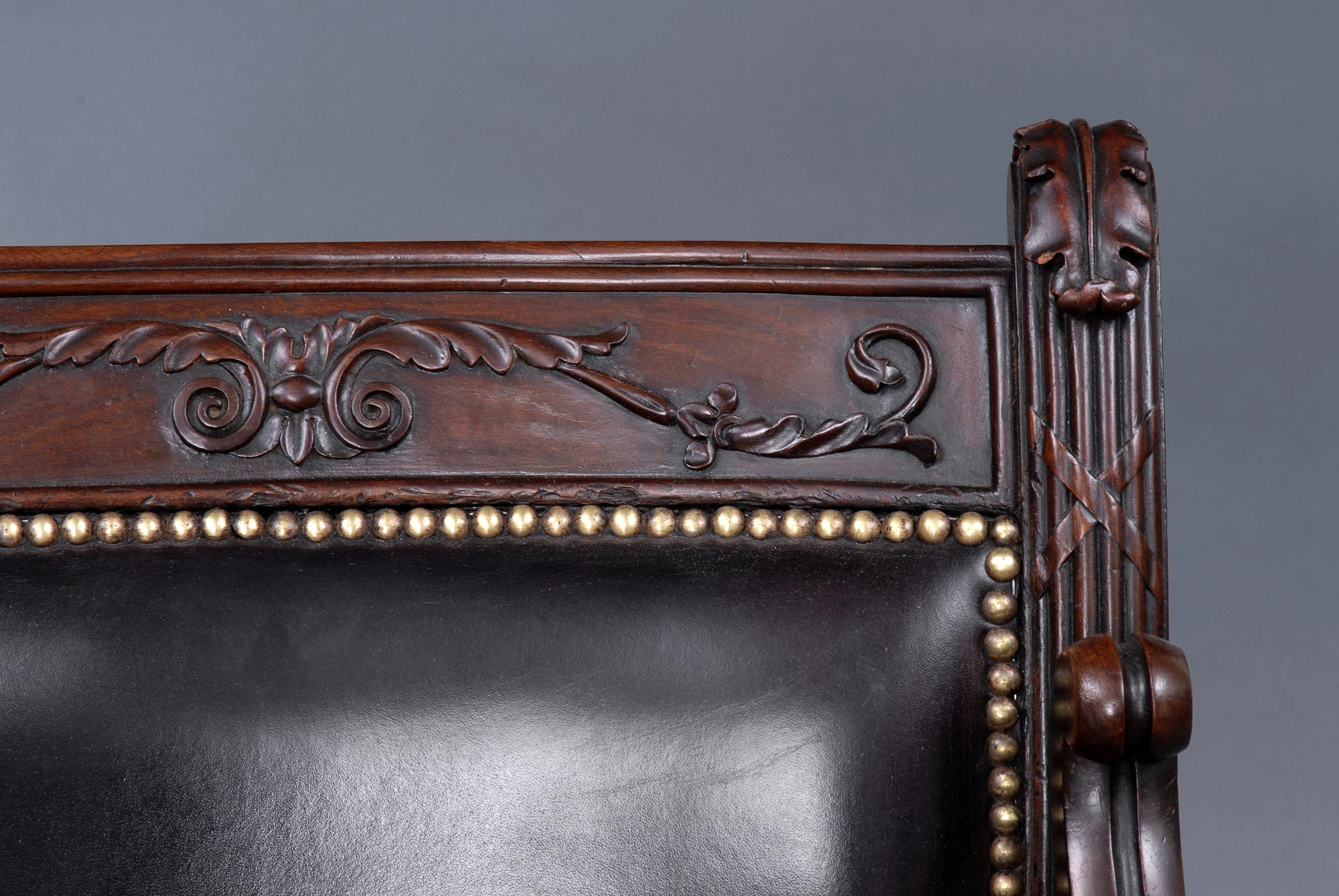 Antique Library Chairs | English Regency Mahogany & Leather Armchair