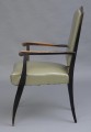 Pair French Mid Century Ebonized Open Armchairs, Circa 1940's