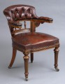 English Antique Victorian Oak & Leather Desk Chair by Marsh, Jones & Cribb, Circa 1860