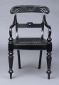 Anglo-Indian Antique Robustly Carved Ebony Armchair, Circa 1840