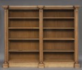 English William IV Bleached Oak Library Breakfronted Open Bookcase, Circa 1830