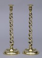 English Antique Pair of Tall Brass Candlesticks