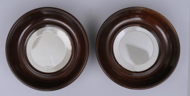 English Antique Pair Small Round Mirrors