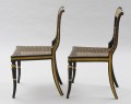 English Antique Pair Regency Gilded & Caned Side Chairs