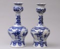 Pair Dutch Delft Bottle Vases, 19th Century