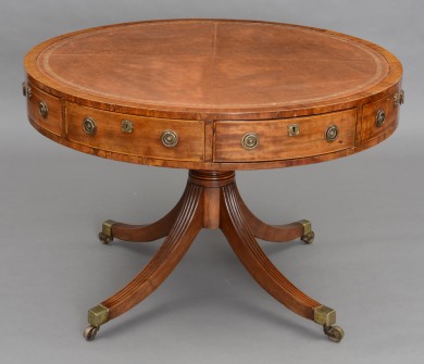 English Regency Period Mahogany Drum Table, Circa 1810