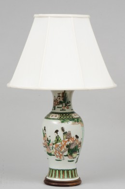 Antique Chinese Famille Vert Lamp