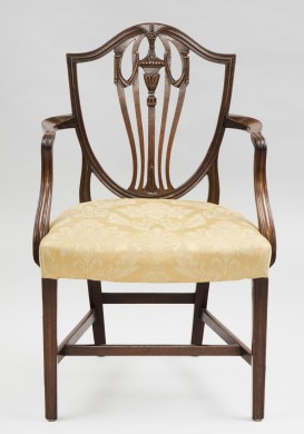 Antique English Period Hepplewhite Shield Back Armchair, 18th Century