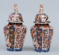 Pair Imari Porcelain Vases & Lids