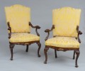Superb Pair Italian Venetian Baroque Walnut Armchairs, 18th Century
