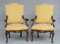 Superb Pair Italian Venetian Baroque Walnut Armchairs, 18th Century