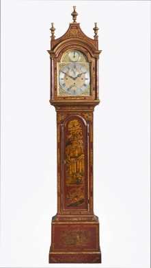 George III Red Lacquered Tall Case Clock, Circa 1760