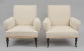 Pair Unusual Antique French Napoleon III Small Armchairs with Detached Arms