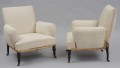 Pair Unusual Antique French Napoleon III Small Armchairs with Detached Arms