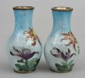 Pair of Japanese Miniature Ginbari Cloisonne Vases