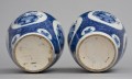 Pair Dutch Delft Blue and White Vases and Lids,18th Century