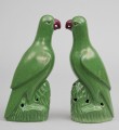 Pair Chinese Green Parrots, Circa 1820
