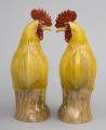 Pair Chinese Yellow Roosters