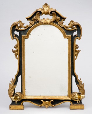 Eighteenth Century Italian Green & Parcel Gilded Mirror