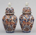 Pair Imari Vases with Lids, Circa 1860