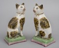 Pair Staffordshire Tabby Cats, Circa 1840