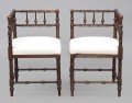 Pair Mahogany Corner Chairs, Circa 1860