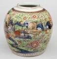 Chinese Blue & White Clobbered Jar, Green Background, Circa 1780