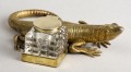 English Antique Brass Salamander Ink Stand, Circa 1890