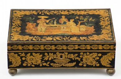 Late Regency Chinoiserie Penwork Box, Circa 1830