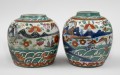 Pair of Chinese Clobbered Squat Jars, Circa 1800