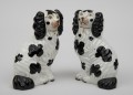 Pair Staffordshire Black & White Dogs