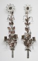 Pair French Crystal and Metal Wall Sconces
