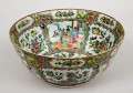 Antique Chinese Canton Rose Medallion Punch Bowl, Circa 1850